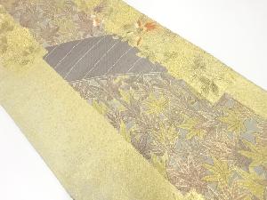 リサイクル　鳳凰に草花模様織出し袋帯